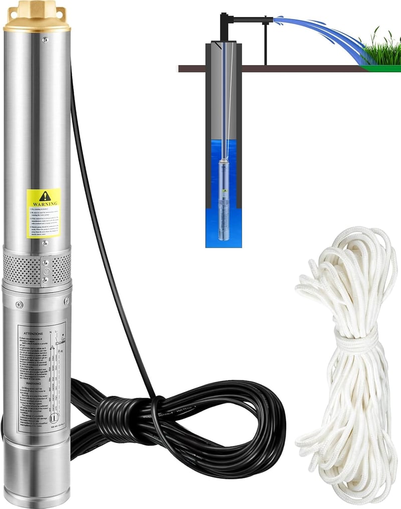 VEVOR 750W merülő kút szivattyú 100 L/min 66m szállítási magasság IP68
