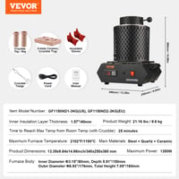 Elektrická taviaca pec VEVOR 1350 W, 1150 °C, 3 kg + 1 kg keramický téglik 7