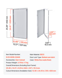 Ușă de vizitare VEVOR pentru gips-carton, 315 x 620 mm, oțel galvanizat, trapă de acces pentru tavan și perete, pentru sisteme sanitare și electrice 7