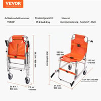Vevor EMS evakuačné kreslo na schody s nosnosťou 159 kg, skladateľné hliníkové núdzové kreslo s 2 kolieskami, prenosný schodiskový výťah pre seniorov a imobilné osoby 7