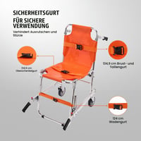 Vevor EMS evakuačné kreslo na schody s nosnosťou 159 kg, skladateľné hliníkové núdzové kreslo s 2 kolieskami, prenosný schodiskový výťah pre seniorov a imobilné osoby 4