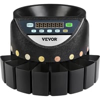 VEVOR Érmesoroló gép 220V, 300 érme/perc, 700 érme kapacitás, 8 gyűjtődoboz, eurós érmecsaló 8