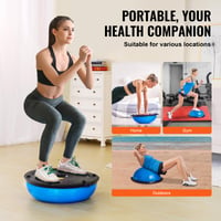 VEVOR balančná lopta (bosu) s expandermi a nožnou pumpou - modrá - 58 cm 7