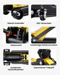 Hydraulický zdvihák VEVOR s nosnosťou 2,5 t, rozsah zdvihu 85 – 320 mm, rýchlozdvižná pumpa, SUV adaptér, pre osobné automobily a SUV 7