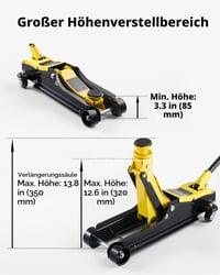 Hydraulický zdvihák VEVOR s nosnosťou 2,5 t, rozsah zdvihu 85 – 320 mm, rýchlozdvižná pumpa, SUV adaptér, pre osobné automobily a SUV 3