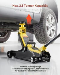 Hydraulický zdvihák VEVOR s nosnosťou 2,5 t, rozsah zdvihu 85 – 320 mm, rýchlozdvižná pumpa, SUV adaptér, pre osobné automobily a SUV 5