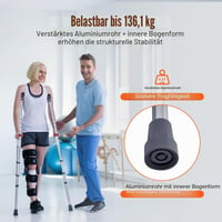 Cârje axilare VEVOR, 2 bucăți, înălțime reglabilă în 13 trepte, capacitate 136 kg, aluminiu, căptușeală moale, pentru adulți și persoane cu dizabilități 5
