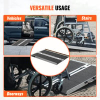 VEVOR prijenosna rampa za invalidska kolica, 61 cm, nosivost 363 kg, sklopiva aluminijska prag-rampa protiv klizanja za invalidska kolica i skutere, za stepenice 7