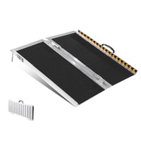 VEVOR prijenosna rampa za invalidska kolica, 61 cm, nosivost 363 kg, sklopiva aluminijska prag-rampa protiv klizanja za invalidska kolica i skutere, za stepenice 1