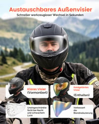 Cască Integrală VEVOR mărimea M, Cască Moto Omologată ECE și DOT cu Vizieră Dublă, Protecție Facială Completă, Ușoară și Confortabilă, pentru Bărbați și Femei 5