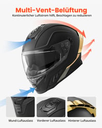 Cască Integrală VEVOR mărimea M, Cască Moto Omologată ECE și DOT cu Vizieră Dublă, Protecție Facială Completă, Ușoară și Confortabilă, pentru Bărbați și Femei 7