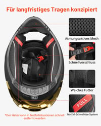 Cască Integrală VEVOR mărimea M, Cască Moto Omologată ECE și DOT cu Vizieră Dublă, Protecție Facială Completă, Ușoară și Confortabilă, pentru Bărbați și Femei 8