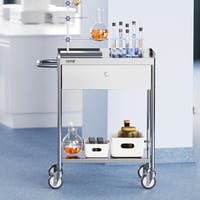 VEVOR Kétszintes laboratóriumi kocsi 100 kg teherbírás rozsdamentes acél fiókokkal 8