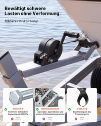 Troliu manual VEVOR cu capacitate de încărcare de 726 kg, cu chintă din poliester portocalie de 6,1 m, clichet bidirecțional, mâner antiderapant, pentru remorci de barcă și ATV-uri 3