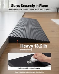 Rampă prag VEVOR din cauciuc solid pentru uși 90x20x4 cm, capacitate maximă 15 tone, cu bandă adezivă pe ambele fețe, rampă pentru scaun cu rotile, din cauciuc tăiabil 3