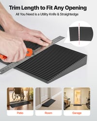 Rampă prag VEVOR din cauciuc solid pentru uși 90x20x4 cm, capacitate maximă 15 tone, cu bandă adezivă pe ambele fețe, rampă pentru scaun cu rotile, din cauciuc tăiabil 5