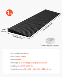 Rampă prag VEVOR din cauciuc solid pentru uși 90x20x4 cm, capacitate maximă 15 tone, cu bandă adezivă pe ambele fețe, rampă pentru scaun cu rotile, din cauciuc tăiabil 7