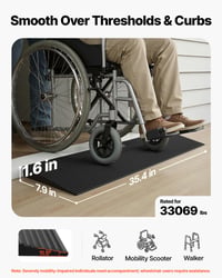 Rampă prag VEVOR din cauciuc solid pentru uși 90x20x4 cm, capacitate maximă 15 tone, cu bandă adezivă pe ambele fețe, rampă pentru scaun cu rotile, din cauciuc tăiabil 2