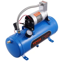 VEVOR Vzduchový kompresor pre klaksóny so 6l nádržou, 12V, 90-120 PSI, pre nákladné autá, SUV, hustenie pneumatík, vlakové klaksóny, modrý 1