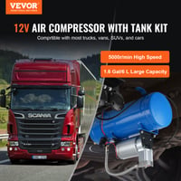 VEVOR Vzduchový kompresor pre klaksóny so 6l nádržou, 12V, 90-120 PSI, pre nákladné autá, SUV, hustenie pneumatík, vlakové klaksóny, modrý 2