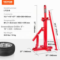 Aparat manual de dejantat anvelope VEVOR, dispozitiv portabil pentru anvelope de 8-16 inch (20,3-40,6 cm), compatibil cu mașini, camioane și remorci, pentru garaj personal 7