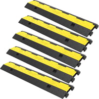 VEVOR Moduláris Kábelvédő Rámpa 2 Csatornás Gumi-PVC 4900 kg Terhelhetőség 5 db Fekete-Sárga 1
