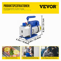 VEVOR Mophorn set vakuumske pumpe za rashladna sredstva, 3 CFM 1/4 KS HVAC, mjerni set za AC/DC uređaje 7