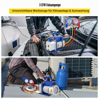 VEVOR Mophorn set vakuumske pumpe za rashladna sredstva, 3 CFM 1/4 KS HVAC, mjerni set za AC/DC uređaje 2