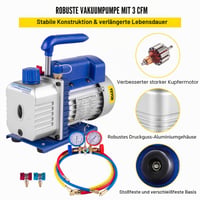 VEVOR Mophorn set vakuumske pumpe za rashladna sredstva, 3 CFM 1/4 KS HVAC, mjerni set za AC/DC uređaje 3