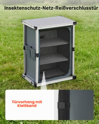 Bucătărie de camping pliabilă VEVOR, dulap de camping portabil cu 3 rafturi, buzunar exterior și blat din MDF, capacitate de încărcare 30 kg, pentru picnic, grătar, petreceri și excursii cu rulota 6
