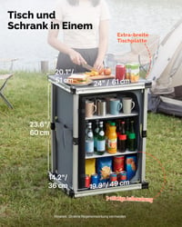 Bucătărie de camping pliabilă VEVOR, dulap de camping portabil cu 3 rafturi, buzunar exterior și blat din MDF, capacitate de încărcare 30 kg, pentru picnic, grătar, petreceri și excursii cu rulota 3