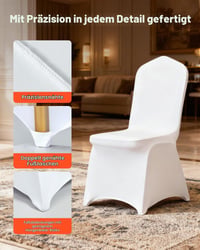 VEVOR Poťahy na stoličky z polyesteru a spandexu, biele, 53 ks, odnímateľné a prateľné elastické poťahy, na svadby, oslavy, bankety a do reštaurácií 5