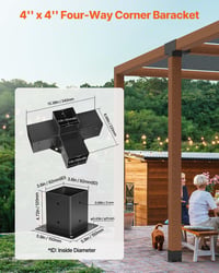 VEVOR Posztösszekötő 92x92mm Sarokcsatlakozó 4 Darabos Pergola Pavilon Alapzat 2