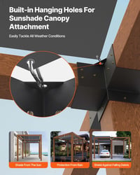 VEVOR Posztösszekötő 92x92mm Sarokcsatlakozó 4 Darabos Pergola Pavilon Alapzat 5