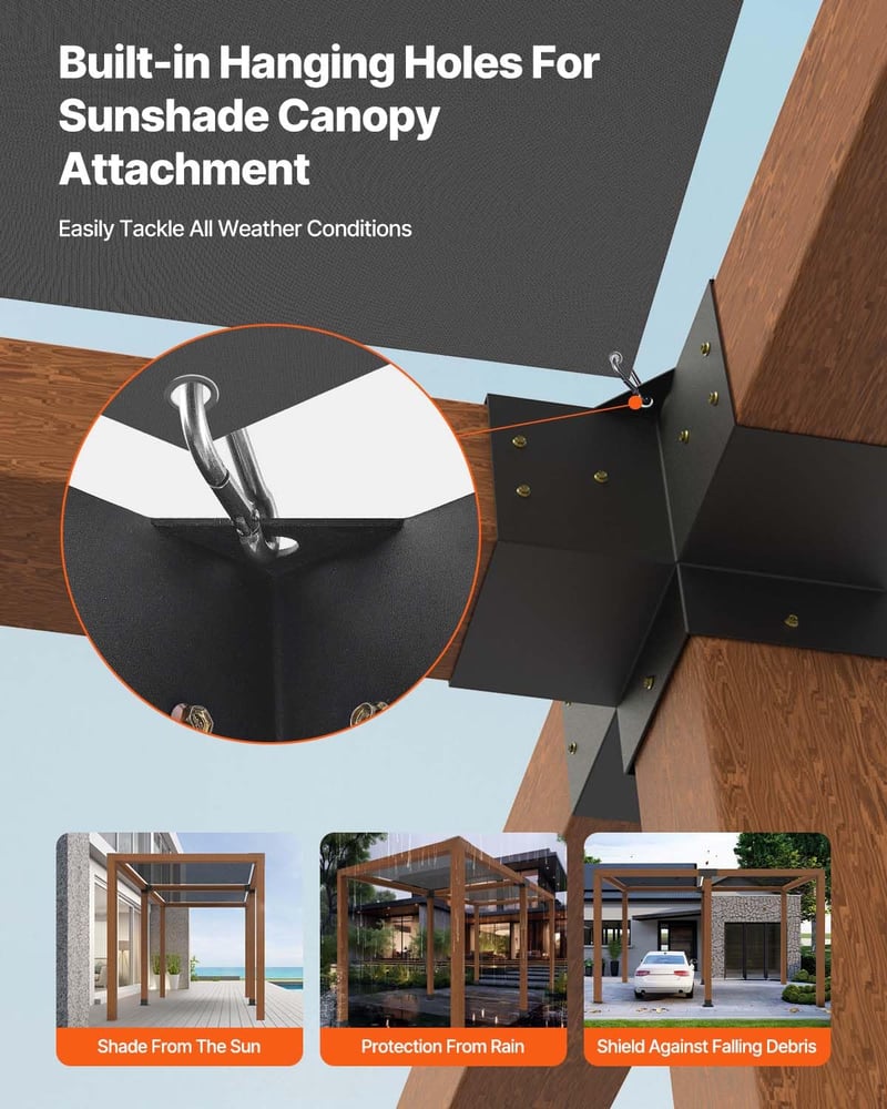 VEVOR Posztösszekötő 92x92mm Sarokcsatlakozó 4 Darabos Pergola Pavilon Alapzat