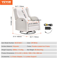 VEVOR Relax fotel krém szín 950x740x980 mm 3