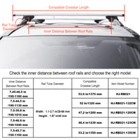 Univerzálne strešné nosiče VEVOR, hliníkové, 135 cm, nosnosť 90 kg, na vyvýšené pozdĺžne lyžiny, s nastaviteľným zámkom, pre SUV, sedan, dodávku 3
