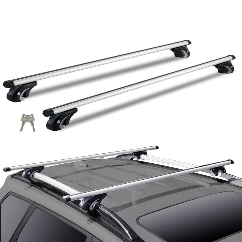 Univerzálne strešné nosiče VEVOR, hliníkové, 135 cm, nosnosť 90 kg, na vyvýšené pozdĺžne lyžiny, s nastaviteľným zámkom, pre SUV, sedan, dodávku