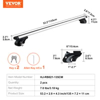 Univerzálne strešné nosiče VEVOR, hliníkové, 135 cm, nosnosť 90 kg, na vyvýšené pozdĺžne lyžiny, s nastaviteľným zámkom, pre SUV, sedan, dodávku 7