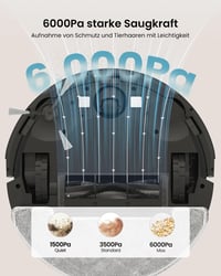 Robotický vysávač Vexilar W11 s funkciou mopovania, sací výkon 8000 Pa, 3l vyprázdňovacia stanica, LiDAR navigácia, 3-hodinová výdrž batérie, ovládanie cez aplikáciu, na koberce a zvieracie chlpy 7