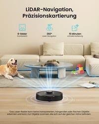 Robotický vysávač Vexilar W11 s funkciou mopovania, sací výkon 8000 Pa, 3l vyprázdňovacia stanica, LiDAR navigácia, 3-hodinová výdrž batérie, ovládanie cez aplikáciu, na koberce a zvieracie chlpy 2