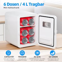 Vexloria 4 literes mini hűtőszekrény 6 dobozhoz, 220V/12V, fehér 5