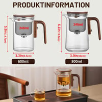 Ceainic magic VexNook cu infuzor – Ceainic din sticlă cu sistem de separare a apei, mâner ergonomic din silicon cu aspect de lemn, pentru prepararea ceaiului și a cafelei, 600 ml 3