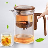 Ceainic magic VexNook cu infuzor – Ceainic din sticlă cu sistem de separare a apei, mâner ergonomic din silicon cu aspect de lemn, pentru prepararea ceaiului și a cafelei, 600 ml 1
