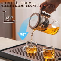 Ceainic magic VexNook cu infuzor – Ceainic din sticlă cu sistem de separare a apei, mâner ergonomic din silicon cu aspect de lemn, pentru prepararea ceaiului și a cafelei, 600 ml 4