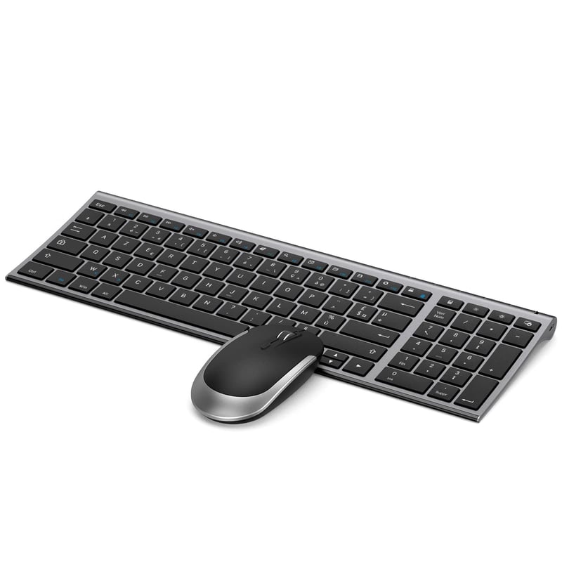Set tastatură și mouse wireless AZERTY pentru Windows, cu receptor USB, reîncărcabil
