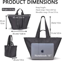 Vezluax Szürke 60 x 35 cm L Méretű Női Utazótáska, Dupla Pántos Weekender Sporttáska, Feladható Kézipoggyász Méretű Luggage Bag 4