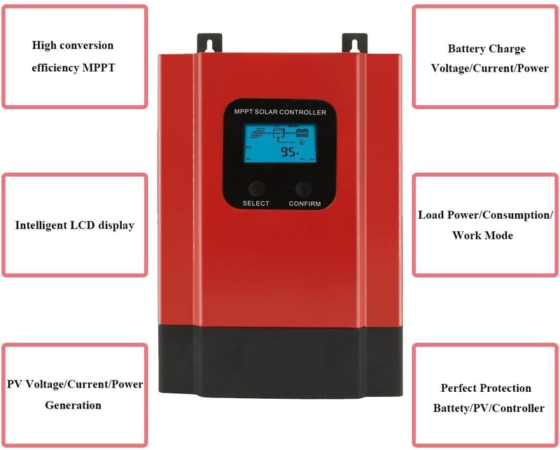 vFound 60A MPPT napelemes töltésvezérlő 12V-48V lítium/ólom akkumulátor