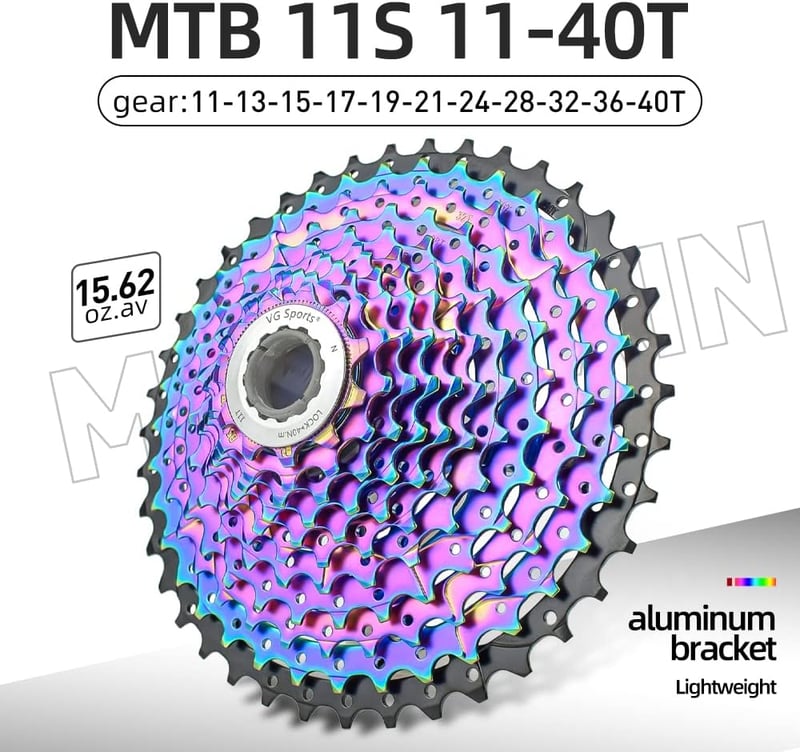 VG SPORTS Ultra-Könnyű Alumínium MTB Kazetta 11 Sebességes 11-40T Szivárvány - Hegyi Kerékpár Fogaskeréksor Nikkelezett Acél Fogakkal