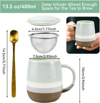 VGECEE 400ml Porcelán Teáscsésze Szűrővel és Fedővel Irodai Otthoni Kávécsészéhez 2